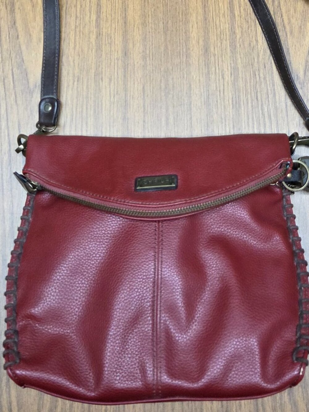 Red Chala Leather Crossbody Bag with Zipper Flap Top w/Paw Dog Theme Purse Charm - Picture 8 of 8